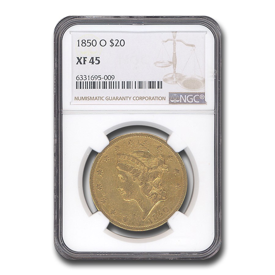 1850-O $20 Liberty Gold Double Eagle XF-45 NGC