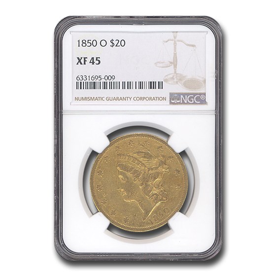 1850-O $20 Liberty Gold Double Eagle XF-45 NGC 1850-O $20 Liberty Gold Double Eagle XF-45 NGC