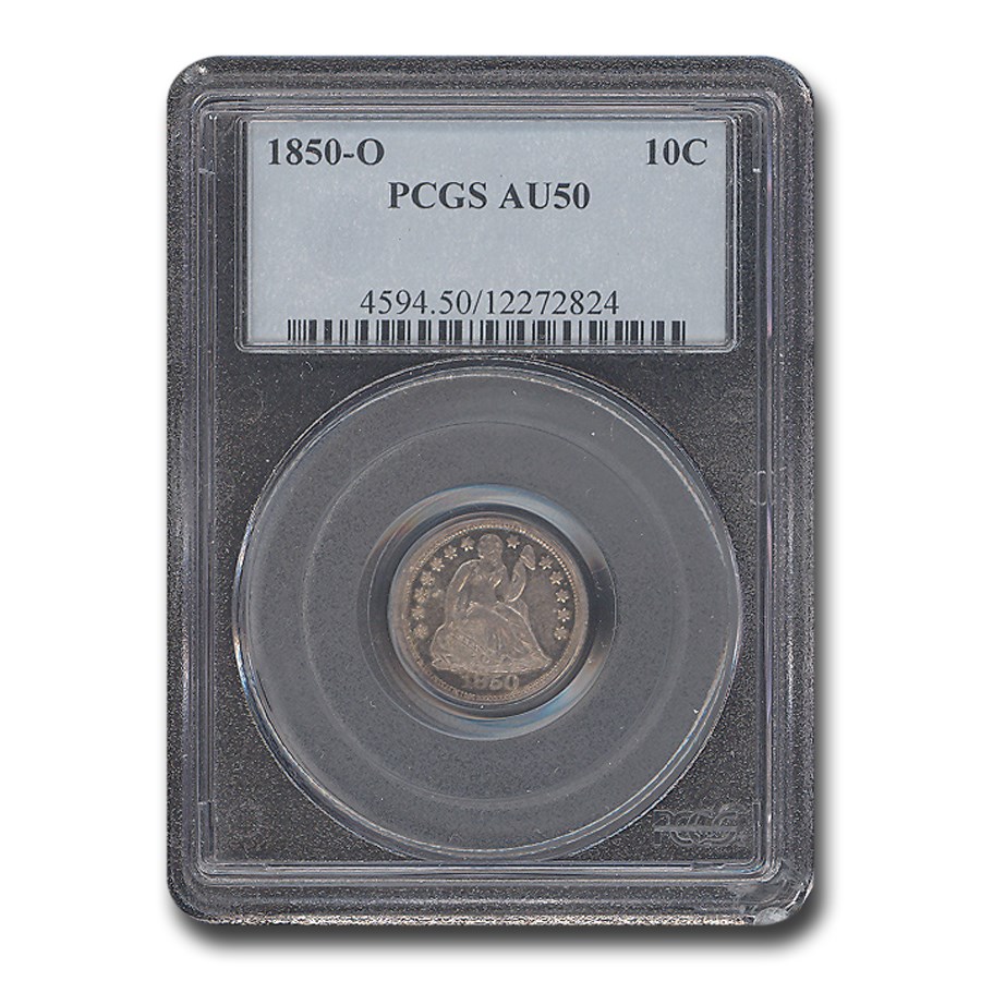 1850-O Liberty Seated Dime AU-50 PCGS
