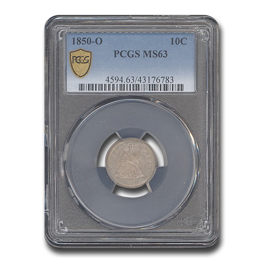 1850-O Liberty Seated Dime MS-63 PCGS