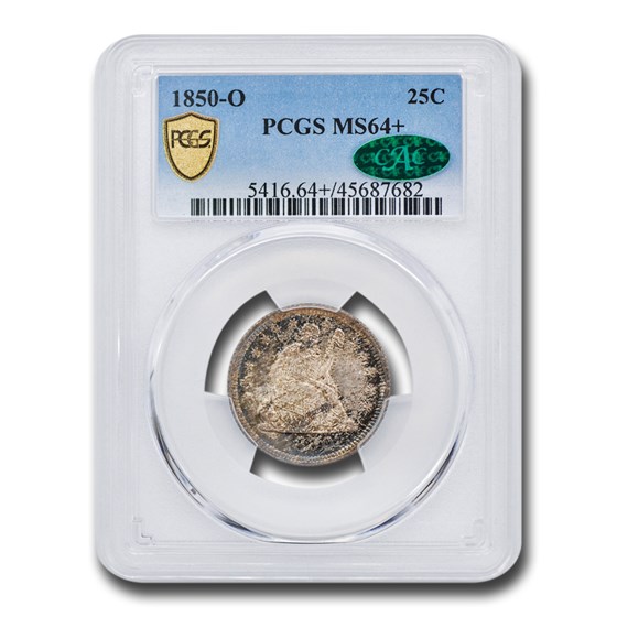1850-O Liberty Seated Quarter MS-64+ PCGS CAC 1850-O Liberty Seated Quarter MS-64+ PCGS CAC