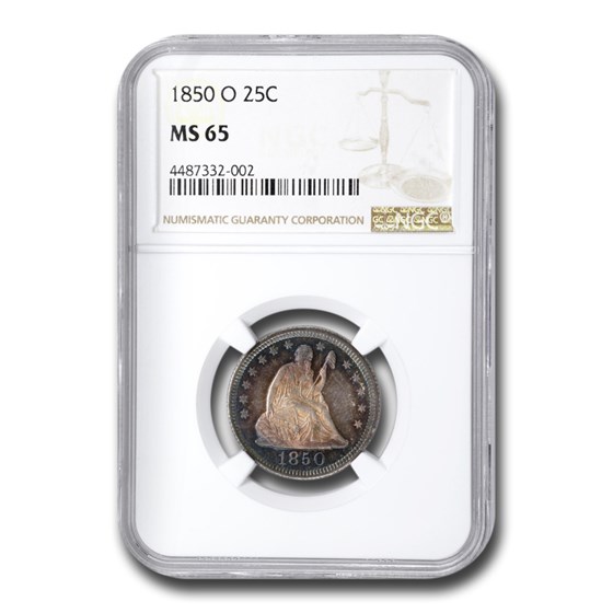 1850-O Liberty Seated Quarter MS-65 NGC 1850-O Liberty Seated Quarter MS-65 NGC