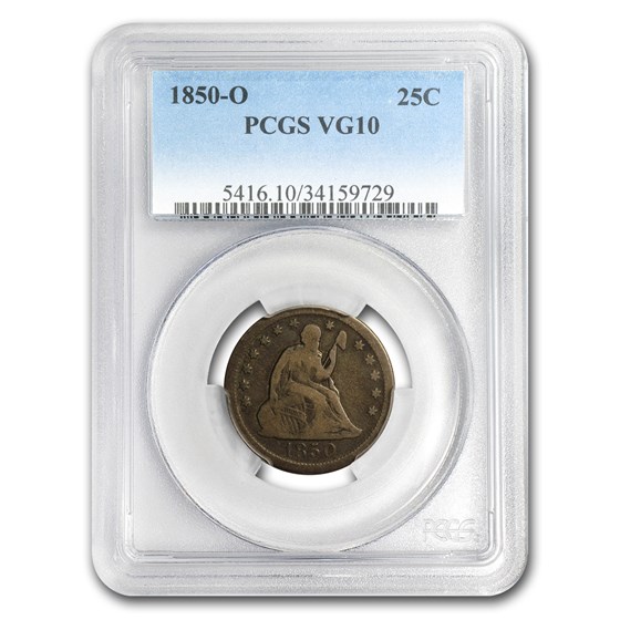 1850-O Liberty Seated Quarter VG-10 PCGS 1850-O Liberty Seated Quarter VG-10 PCGS