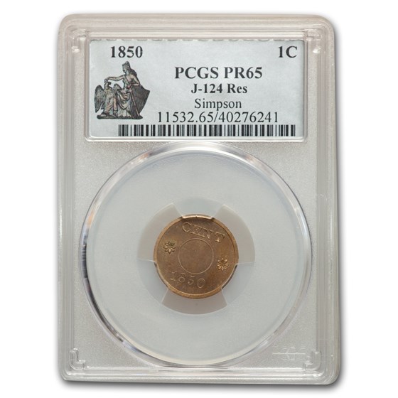 1850 One Cent Pattern PR-65 PCGS (J-124) 1850 One Cent Pattern PR-65 PCGS (J-124)