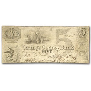 Buy 1850 Orange County Bank, Chelsea, VT $5.00 Note VT-77 Fine | APMEX