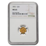 1851 $1 Liberty Head Gold Dollar MS-65 NGC