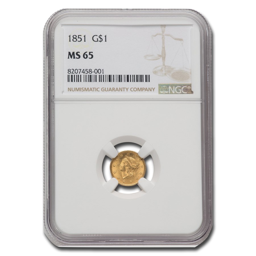 1851 $1 Liberty Head Gold Dollar MS-65 NGC