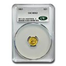 1851 $1 Liberty Head Gold MS-63 CACG