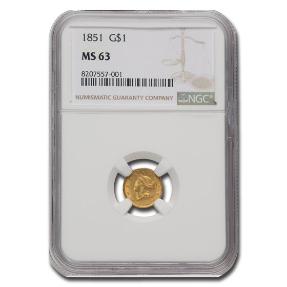 1851 $1 Liberty Head Gold MS-63 NGC 1851 $1 Liberty Head Gold MS-63 NGC
