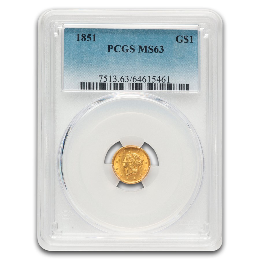 1851 $1 Liberty Head Gold MS-63 PCGS