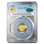 1851 $1 Liberty Head Gold MS-64+ PCGS CAC