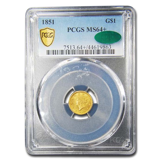 1851 $1 Liberty Head Gold MS-64+ PCGS CAC
