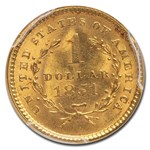 1851 $1 Liberty Head Gold MS-65 PCGS