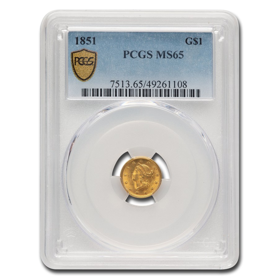 1851 $1 Liberty Head Gold MS-65 PCGS