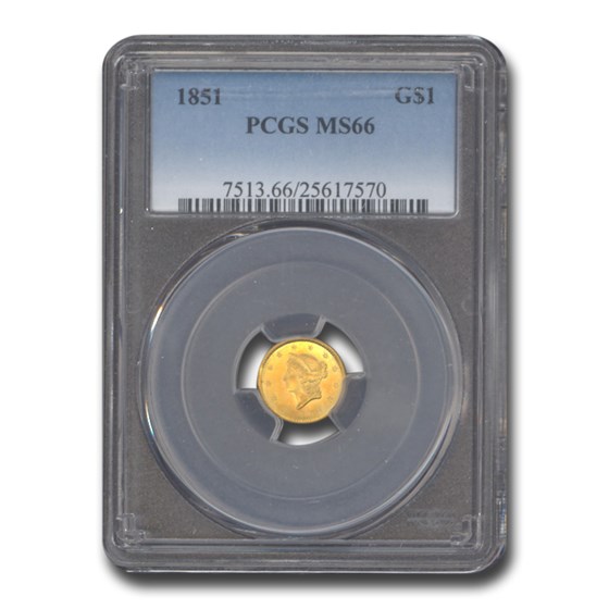 1851 $1 Liberty Head Gold MS-66 PCGS
