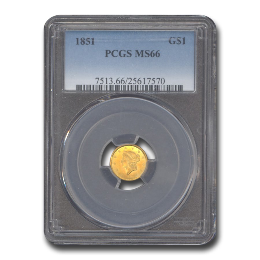 1851 $1 Liberty Head Gold MS-66 PCGS