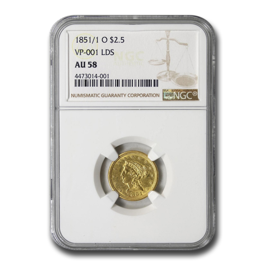 専用＊2点 Buy 1851/1-O $2.50 Liberty Gold Quarter Eagle AU-58 NGC (VP-001