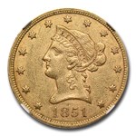 1851 $10 Liberty Gold Eagle AU-53 NGC