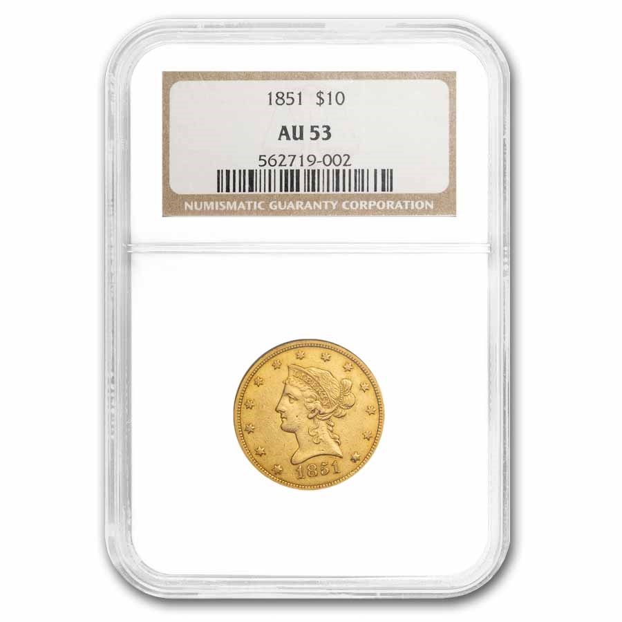 1851 $10 Liberty Gold Eagle AU-53 NGC