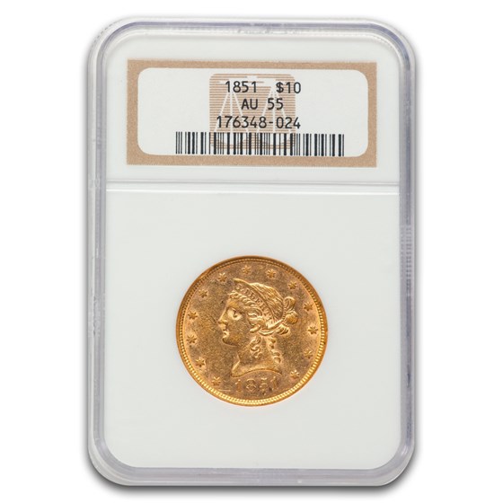 1851 $10 Liberty Gold Eagle AU-55 NGC