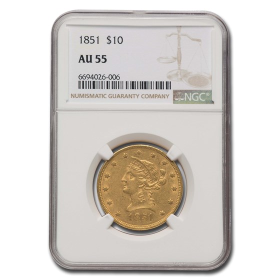 1851 $10 Liberty Gold Eagle AU-55 NGC 1851 $10 Liberty Gold Eagle AU-55 NGC
