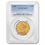 1851 $10 Liberty Gold Eagle AU-55 PCGS