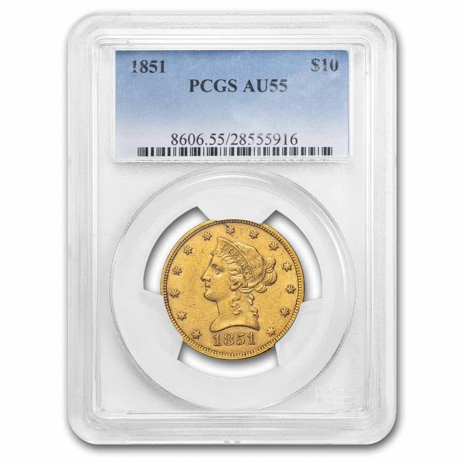 1851 $10 Liberty Gold Eagle AU-55 PCGS