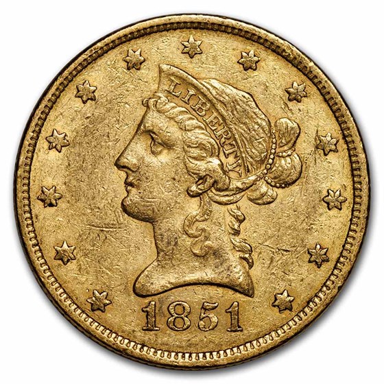 1851 $10 Liberty Gold Eagle XF 1851 $10 Liberty Gold Eagle XF