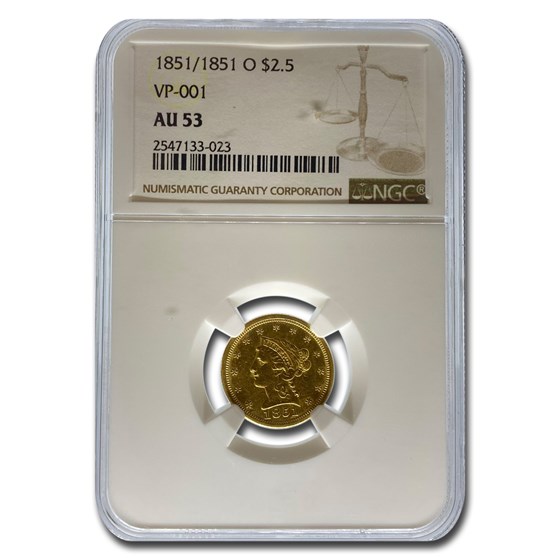 1851/1851-O $2.50 Liberty Gold Quarter Eagle AU-53 NGC (VP-001)