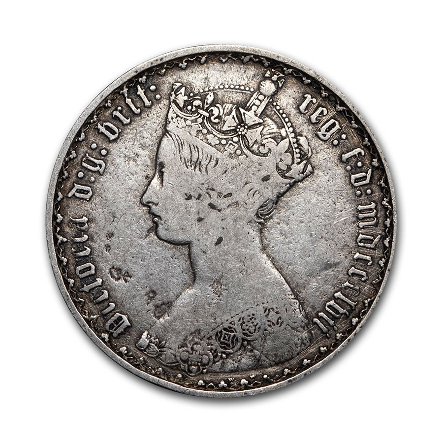 1851-1887 Great Britain Silver Gothic Florin Victoria Avg Circ