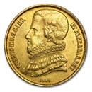 1851-1889 Brazil Gold 20,000 Reis Pedro II XF (Random)