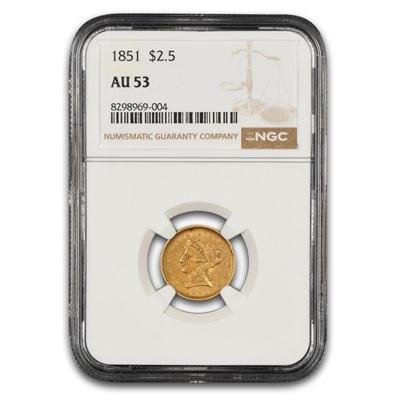 1851 $2.50 Liberty Gold Quarter Eagle AU-53 NGC
