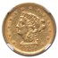 1851 $2.50 Liberty Gold Quarter Eagle AU-53 NGC