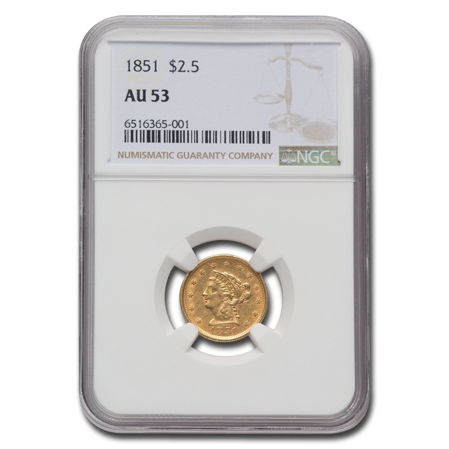 1851 $2.50 Liberty Gold Quarter Eagle AU-53 NGC
