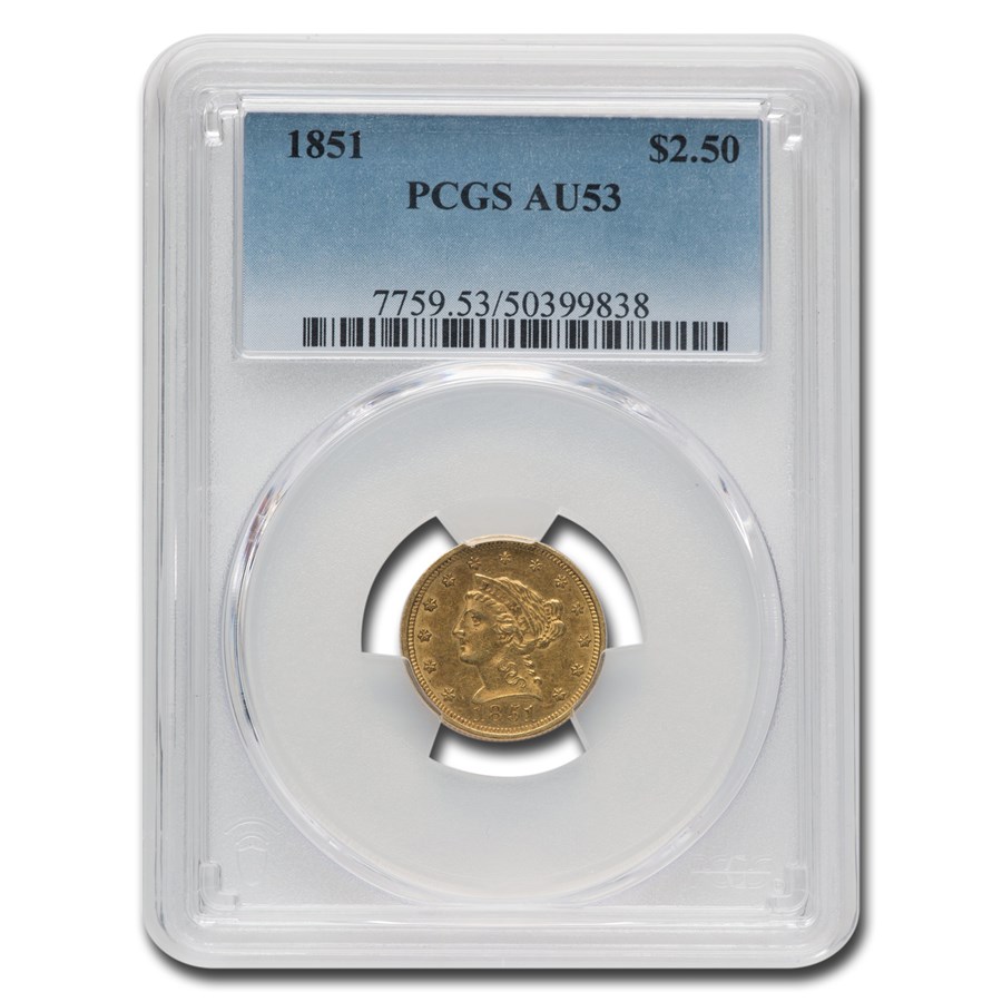1851 $2.50 Liberty Gold Quarter Eagle AU-53 PCGS