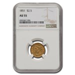 1851 $2.50 Liberty Gold Quarter Eagle AU-55 NGC