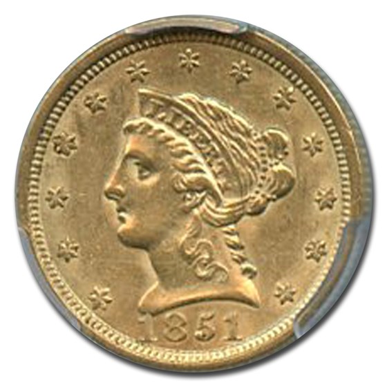 1851 $2.50 Liberty Gold Quarter Eagle AU-55 PCGS 1851 $2.50 Liberty Gold Quarter Eagle AU-55 PCGS