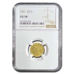 1851 $2.50 Liberty Gold Quarter Eagle AU-58 NGC