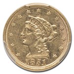 1851 $2.50 Liberty Gold Quarter Eagle AU-58 PCGS
