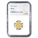 1851 $2.50 Liberty Gold Quarter Eagle MS-62 NGC 1851 $2.50 Liberty Gold Quarter Eagle MS-62 NGC