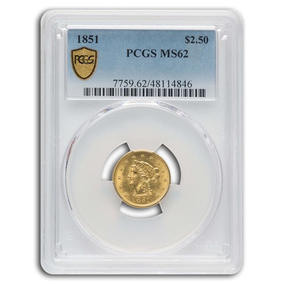 1851 $2.50 Liberty Gold Quarter Eagle MS-62 PCGS