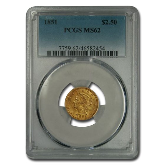 1851 $2.50 Liberty Gold Quarter Eagle MS-62 PCGS 1851 $2.50 Liberty Gold Quarter Eagle MS-62 PCGS