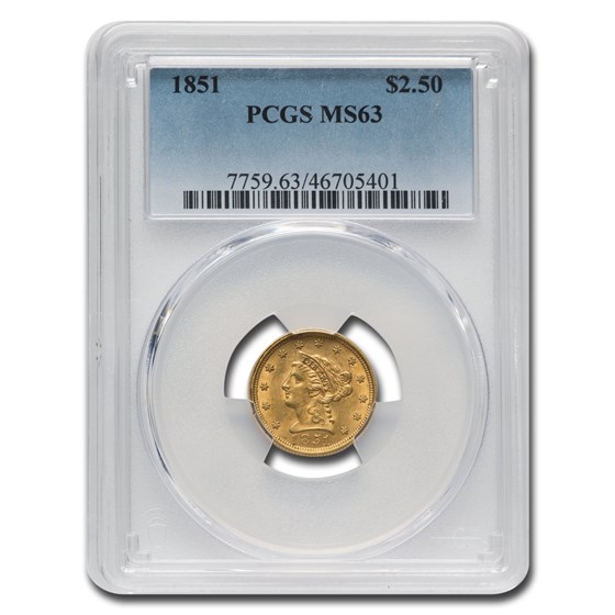 1851 $2.50 Liberty Gold Quarter Eagle MS-63 PCGS 1851 $2.50 Liberty Gold Quarter Eagle MS-63 PCGS