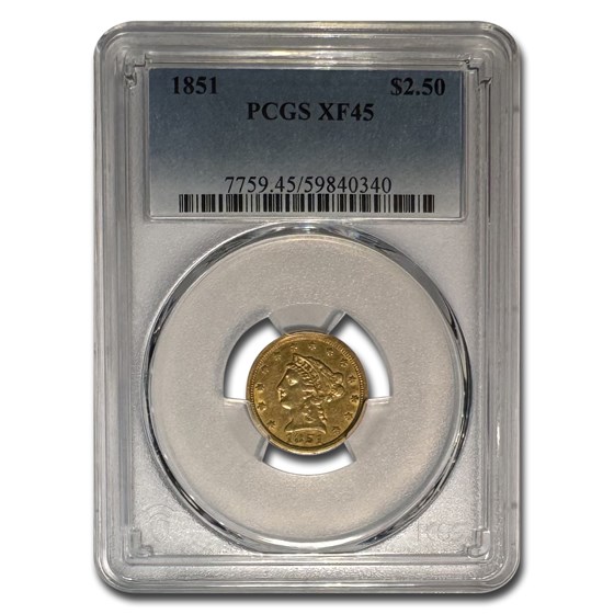 1851 $2.50 Liberty Gold Quarter Eagle XF-45 PCGS 1851 $2.50 Liberty Gold Quarter Eagle XF-45 PCGS