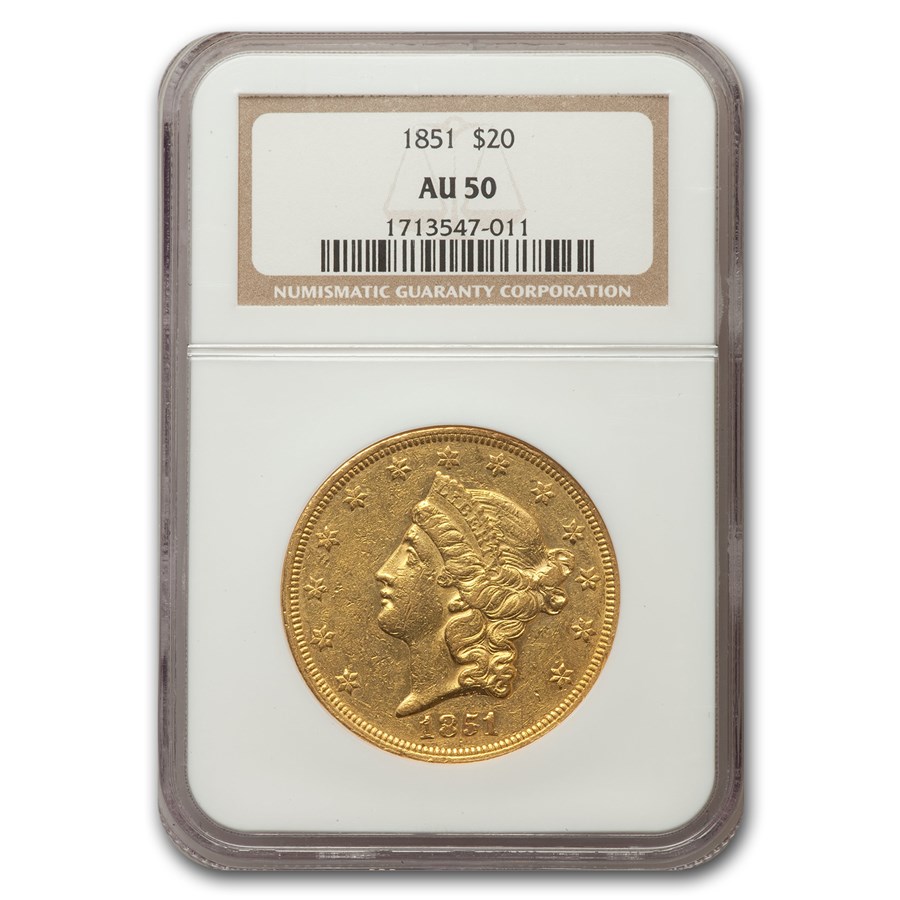 1851 $20 Liberty Gold Double Eagle AU-50 NGC