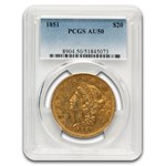 1851 $20 Liberty Gold Double Eagle AU-50 PCGS
