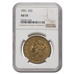 1851 $20 Liberty Gold Double Eagle AU-53 NGC