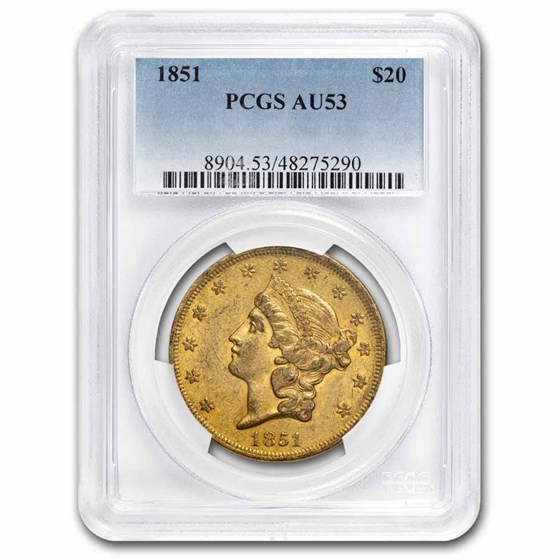 1851 $20 Liberty Gold Double Eagle AU-53 PCGS 1851 $20 Liberty Gold Double Eagle AU-53 PCGS