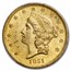 1851 $20 Liberty Gold Double Eagle AU-58 PCGS