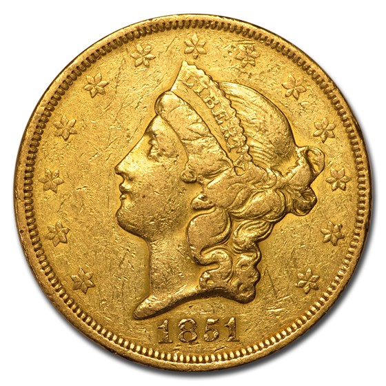 1851 $20 Liberty Gold Double Eagle VF 1851 $20 Liberty Gold Double Eagle VF